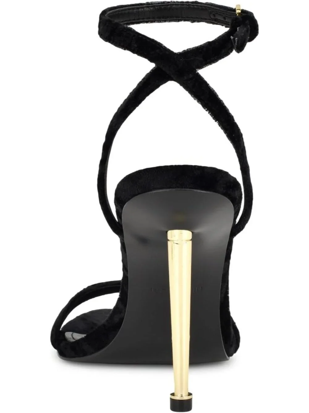Women's Black Velvet Open Toe Ankle Strap Reina Lightweight Heel Sandal Shoes